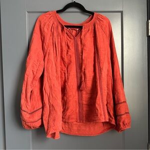 Women's Orange Peasant Blouse